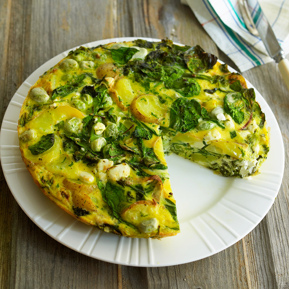 Vegetable Frittata With Spring Greens And Feta
