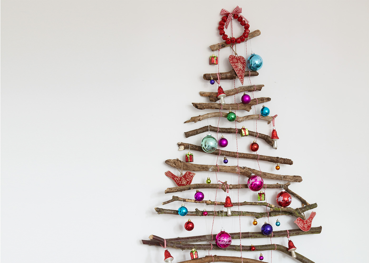 Create a Festive Feature Wall with a Trendy Twig Christmas Tree